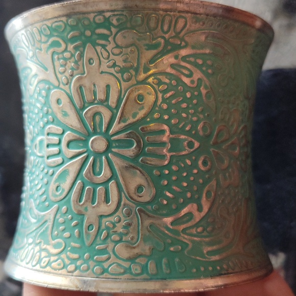 Stunning teal floral cuff bracelet - Picture 6 of 6